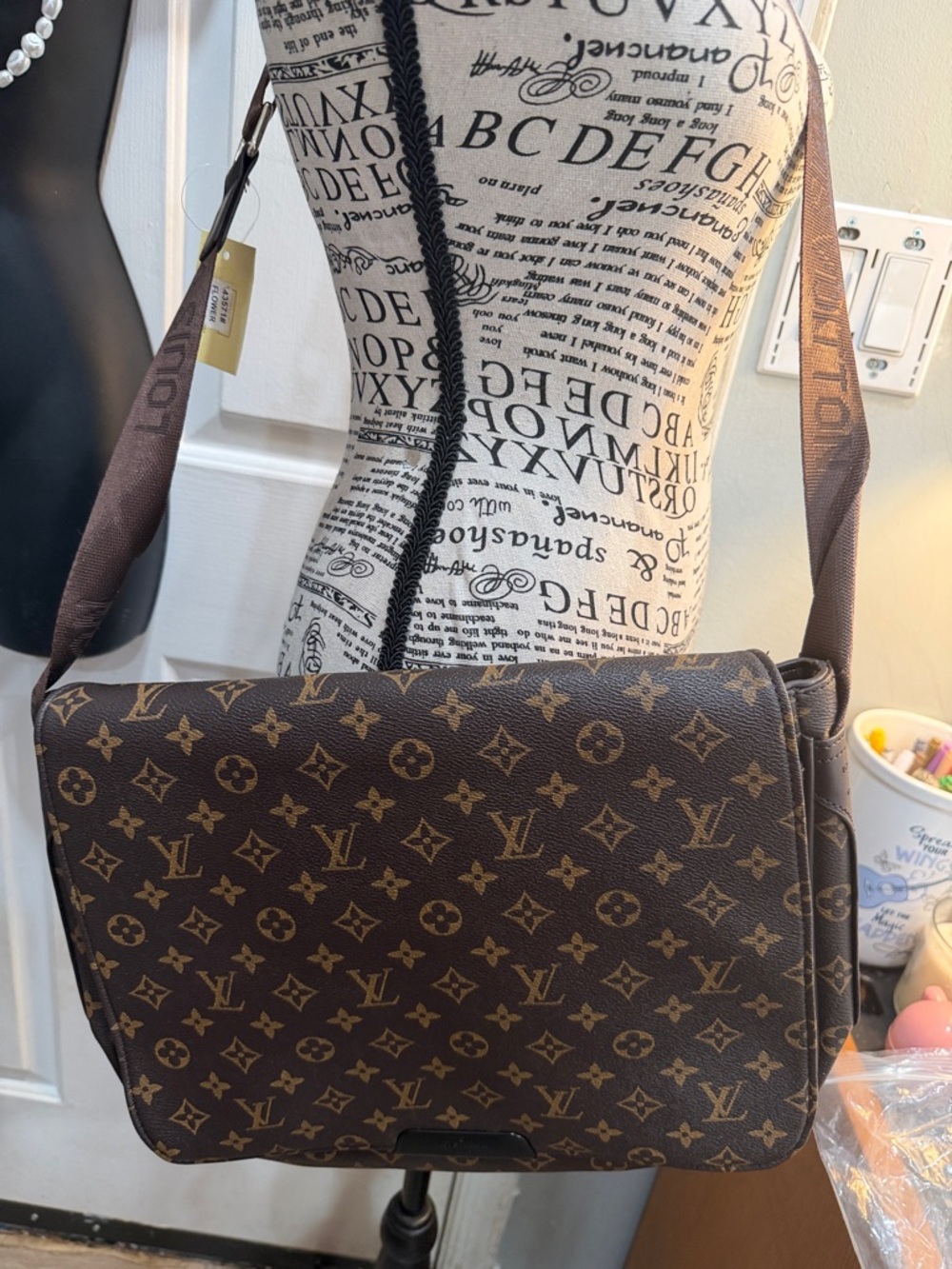 LV Brown Monogram Laptop Messenger Bag